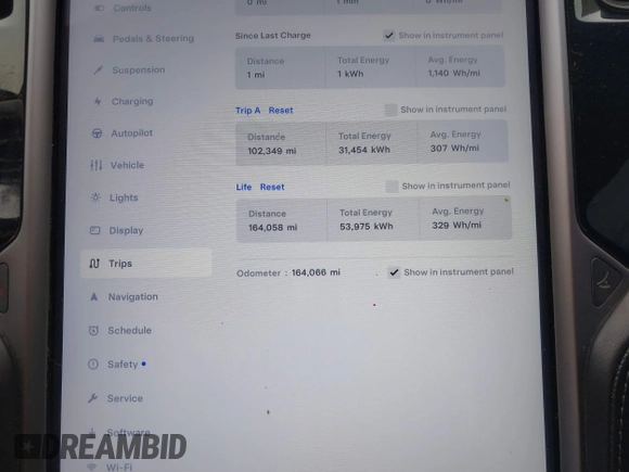 2018 Tesla Model S 75D with VIN 5YJSA1E2XJF274766, listed as a IAAI auction lot 41704600 with 164,066 mi miles and . Bid and sale history available at DreamBid. Image 7.