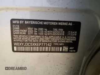 2019 BMW X2 sDrive28i with VIN WBXYJ3C5XKEP77142, listed as a Copart auction lot 50046455 with 88,495 mi miles and Salvage title. Bid and sale history available at DreamBid. Image 12.