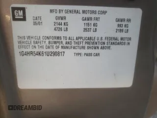 2001 Buick LeSabre Limited with VIN 1G4HR54K61U290817, listed as a Copart auction lot 49777705 with 138,995 mi miles and Salvage Title. Bid and sale history available at carsss.com. Image 14.