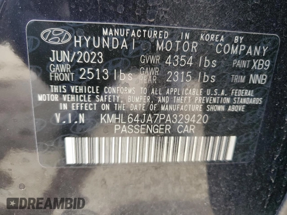 2023 Hyundai Sonata SEL z VIN KMHL64JA7PA329420, wystawiony jako Copart lot #50364195 z przebiegiem 28 273 mil mil oraz Szkody całkowita. Historia ofert i sprzedaży dostępna na DreamBid. Obrazek 13.