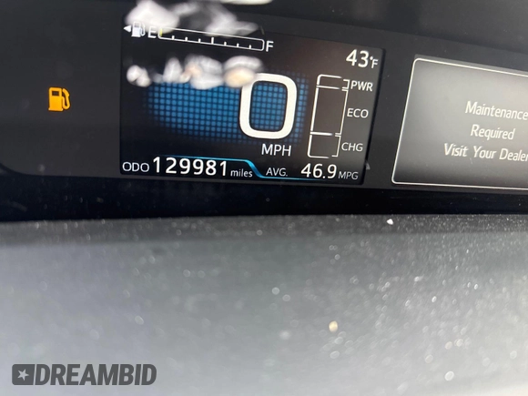 2019 Toyota Prius L Eco z VIN JTDKARFU7K3071556, wystawiony jako IAAI lot #42125672 z przebiegiem 129 981 mil mil oraz . Historia ofert i sprzedaży dostępna na DreamBid. Obrazek 1.