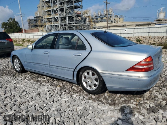 2002 Mercedes-Benz S-Class 4.3L with VIN WDBNG70J22A299862, listed as a Copart auction lot 71749794 with 0 mi miles and Non Repairable. Bid and sale history available at carsss.com. Image 2.
