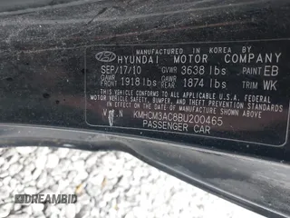 2011 Hyundai Accent GS z VIN KMHCM3AC8BU200465, wystawiony jako IAAI lot #41797288 z przebiegiem 107 831 mil mil oraz . Historia ofert i sprzedaży dostępna na DreamBid. Obrazek 9.