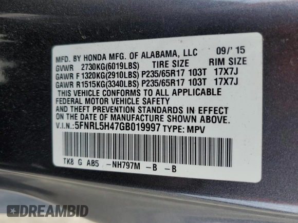 2016 Honda Odyssey EX with VIN 5FNRL5H47GB019997, listed as a Copart auction lot 55628435 with 85,296 mi miles and Clean Title. Bid and sale history available at carsss.com. Image 13.