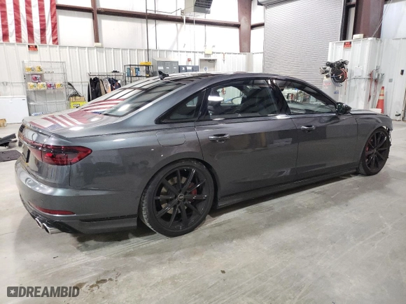 2024 Audi S8 with VIN WAULSBF88RN010711, listed as a Copart auction lot 85973944 with 6502 miles and Salvage Title. Bid and sale history available at carsss.com. Image 3.