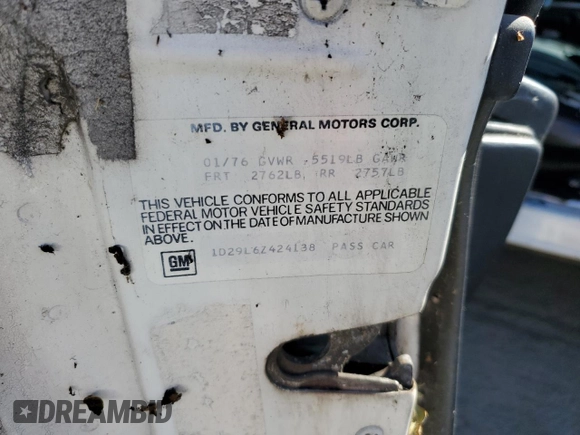1976 Chevrolet Malibu с VIN 1D29L6Z424138, выставлен на аукционе Copart как лот 75095014 с пробегом 78 346 миль миль и Чистый • Clean title. История ставок и продаж доступна на DreamBid. Изображение 13.
