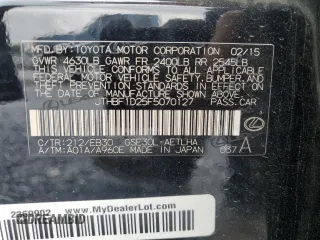 2015 Lexus IS 250 with VIN JTHBF1D25F5070127, listed as a Copart auction lot 54527055 with 144,586 mi miles and Salvage title. Bid and sale history available at DreamBid. Image 12.