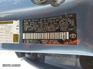 2007 Toyota Prius with VIN JTDKB20U677595987, listed as a IAAI auction lot 41876974 with 218,650 mi miles. Bid and sale history available at carsss.com. Image 9.