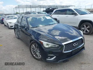 2019 Infiniti Q50 Luxe with VIN JN1EV7AP3KM519702, listed as a IAAI auction lot 42353533 with 46,371 mi miles and . Bid and sale history available at DreamBid. Image 1.