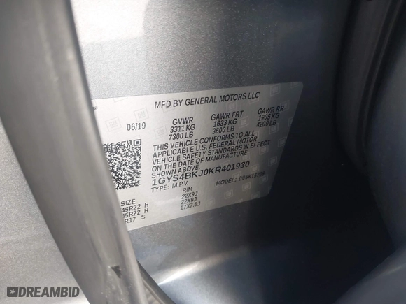 2019 Cadillac Escalade Luxury with VIN 1GYS4BKJ0KR401930, listed as a IAAI auction lot 41588826 with 78,977 mi miles. Bid and sale history available at carsss.com. Image 9.