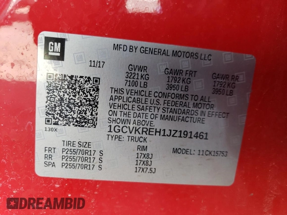 2018 Chevrolet Silverado 1500 LT with VIN 1GCVKREH1JZ191461, listed as a Copart auction lot 53545185 with 158,078 mi miles and Salvage Title. Bid and sale history available at DreamBid. Image 12.