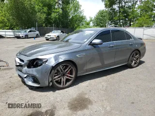 2018 Mercedes-Benz E-Class AMG E 63 S with VIN WDDZF8KB8JA258044, listed as a Copart auction lot 58792094 with 0 mi miles and Salvage Title. Bid and sale history available at carsss.com. Image 1.