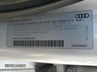 2015 Audi A6 2.0T Premium with VIN WAUFFAFC9FN029330, listed as a Copart auction lot 70253214 with 118,627 mi miles and Salvage Title. Bid and sale history available at carsss.com. Image 12.
