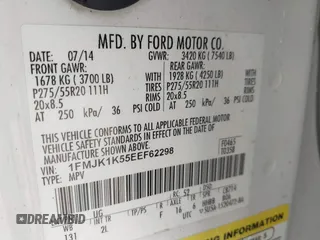 2014 Ford Expedition Max Limited с VIN 1FMJK1K55EEF62298, выставлен на аукционе IAAI как лот 41576337 с пробегом 141 593 миль миль и . История ставок и продаж доступна на DreamBid. Изображение 9.