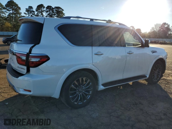 2023 Nissan Armada Platinum with VIN JN8AY2DA1P9400185, listed as a Copart auction lot 86852214 with 14,158 mi miles and Salvage Title. Bid and sale history available at carsss.com. Image 3.
