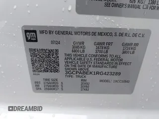 2024 Chevrolet Silverado 1500 Custom with VIN 3GCPABEK1RG423289, listed as a IAAI auction lot 41276637 with 199 mi miles and . Bid and sale history available at DreamBid. Image 9.