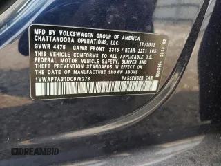 2013 Volkswagen Passat S with VIN 1VWAP7A31DC078273, listed as a Copart auction lot 55610515 with Not provided miles and Salvage title. Bid and sale history available at DreamBid. Image 12.