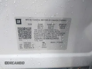 2019 Chevrolet Equinox LT z VIN 2GNAXJEV0K6224557, wystawiony jako IAAI lot #41946724 z przebiegiem 179 748 mil mil oraz . Historia ofert i sprzedaży dostępna na DreamBid. Obrazek 9.