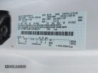 2020 Ford F-150 XL с VIN 1FTMF1CB7LKF05271, выставлен на аукционе IAAI как лот 42667581 с пробегом 64 742 миль миль и . История ставок и продаж доступна на DreamBid. Изображение 9.