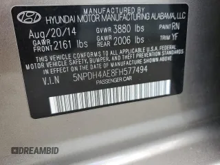2015 Hyundai Elantra SE z VIN 5NPDH4AE8FH577494, wystawiony jako Copart lot #58340865 z przebiegiem 86 108 mil mil oraz Szkody całkowita. Historia ofert i sprzedaży dostępna na DreamBid. Obrazek 13.