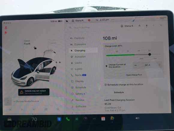 2020 Tesla Model 3 Standard Range Plus with VIN 5YJ3E1EA0LF741311, listed as a IAAI auction lot 41581931 with 43,284 mi miles. Bid and sale history available at carsss.com. Image 17.
