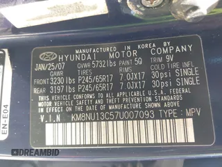 2007 Hyundai Veracruz GLS z VIN KM8NU13C57U007093, wystawiony jako IAAI lot #42368109 z przebiegiem 172 370 mil mil oraz . Historia ofert i sprzedaży dostępna na DreamBid. Obrazek 9.
