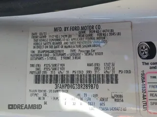 2011 Ford Fusion SE with VIN 3FAHP0HG3BR289870, listed as a IAAI auction lot 41853874 with 149,881 mi miles. Bid and sale history available at carsss.com. Image 9.