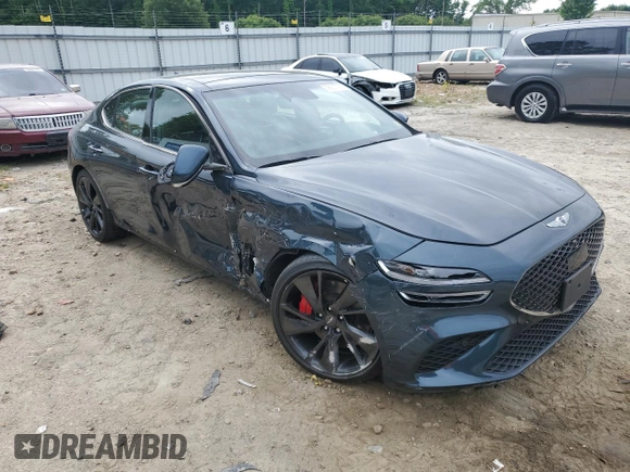 2022 Genesis G70 3.3T with VIN KMTG54TEXNU083193, listed as a Copart auction lot 56627395 with 16,980 mi miles and Salvage title. Bid and sale history available at DreamBid. Image 4.