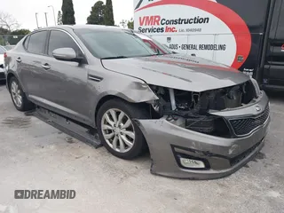 2015 Kia Optima LX with VIN 5XXGM4A75FG507392, listed as a IAAI auction lot 41889228 with 133,460 mi miles. Bid and sale history available at carsss.com. Image 1.