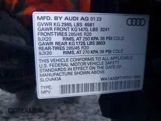 2023 Audi Q7 Premium with VIN WA1AXBF77PD011834, listed as a Copart auction lot 83945344 with 9,272 mi miles and Salvage title. Bid and sale history available at DreamBid. Image 13.