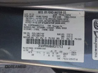 2010 Ford Fusion SE with VIN 3FAHP0HA8AR377713, listed as a IAAI auction lot 42125398 with 168,152 mi miles and . Bid and sale history available at DreamBid. Image 9.