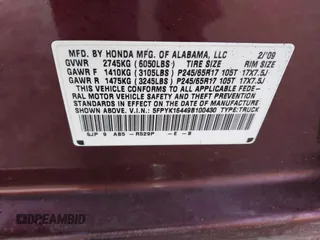 2009 Honda Ridgeline RTS z VIN 5FPYK16449B100430, wystawiony jako IAAI lot #41621260 z przebiegiem Nie podano mil oraz . Historia ofert i sprzedaży dostępna na DreamBid. Obrazek 9.