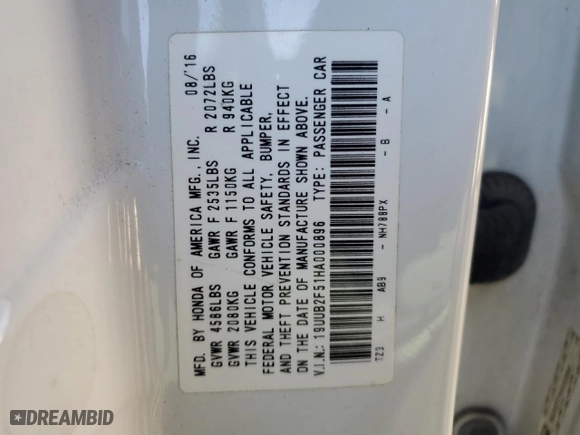 2017 Acura TLX V6 w/Technology Pkg with VIN 19UUB2F51HA000896, listed as a Copart auction lot 47052995 with 232,611 mi miles and Salvage Title. Bid and sale history available at carsss.com. Image 15.