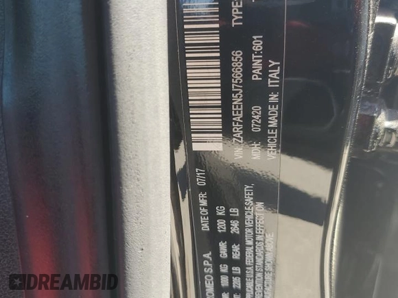 2018 Alfa Romeo Giulia Ti Lusso z VIN ZARFAEEN5J7566856, wystawiony jako Copart lot #52622205 z przebiegiem 68 656 mil mil oraz Szkody całkowita. Historia ofert i sprzedaży dostępna na DreamBid. Obrazek 13.