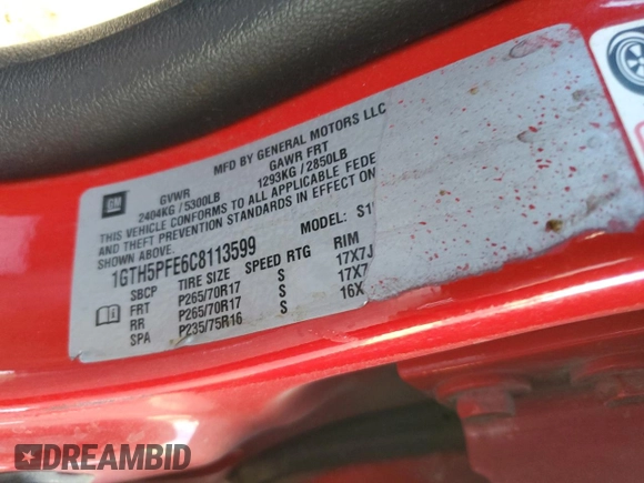 2012 GMC Canyon z VIN 1GTH5PFE6C8113599, wystawiony jako Copart lot #84532964 z przebiegiem 139 011 mil mil oraz Szkoda całkowita • Salvage title. Historia ofert i sprzedaży dostępna na DreamBid. Obrazek 12.