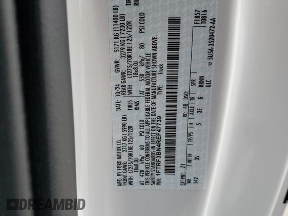2024 Ford F-350 XL with VIN 1FTRF3BN4REF47739, listed as a Copart auction lot 55685555 with 4,103 mi miles and Salvage title. Bid and sale history available at DreamBid. Image 13.
