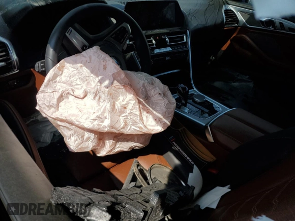 2019 BMW 8 Series M850i xDrive with VIN WBABC4C58KBU96586, listed as a Copart auction lot 55879625 with Not provided miles and Salvage title. Bid and sale history available at DreamBid. Image 8.