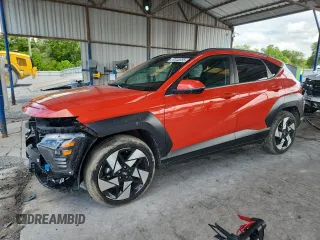 2024 Hyundai Kona Limited с VIN KM8HE3A37RU106946, выставлен на аукционе Copart как лот 59048555 с пробегом 6 734 миль миль и Списание • Salvage title. История ставок и продаж доступна на DreamBid. Изображение 1.
