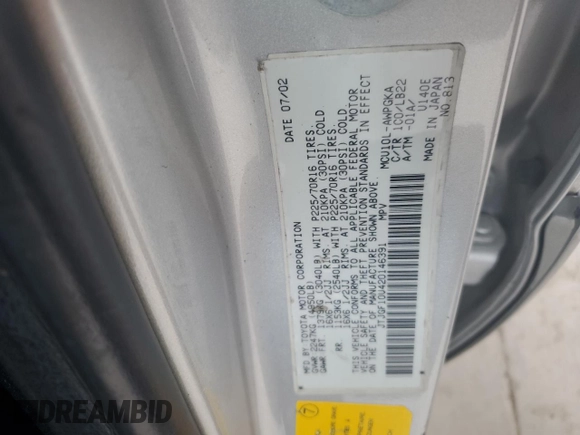 2002 Lexus RX 300 z VIN JTJGF10U420146391, wystawiony jako Copart lot #75455834 z przebiegiem 197 576 mil mil oraz Czysty tytuł • Clean title. Historia ofert i sprzedaży dostępna na DreamBid. Obrazek 13.