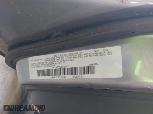 2009 Subaru Outback Special Edition with VIN 4S4BP61C097330852, listed as a IAAI auction lot 42444901 with 125,372 mi miles and . Bid and sale history available at DreamBid. Image 9.
