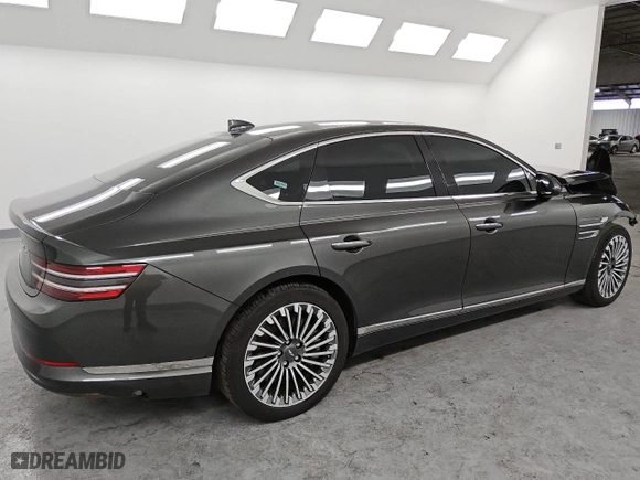 2023 Genesis Electrified G80 with VIN KMTGE4S17PU006802, listed as a Copart auction lot 47353335 with 19,395 mi miles and Non Repairable. Bid and sale history available at carsss.com. Image 3.