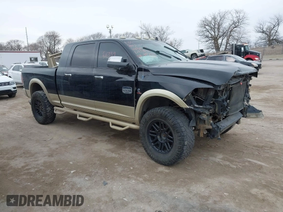 2013 Ram 2500 Longhorn with VIN 3C6UR5PL8DG535266, listed as a IAAI auction lot 41656359 with 202,487 mi miles and . Bid and sale history available at DreamBid. Image 1.