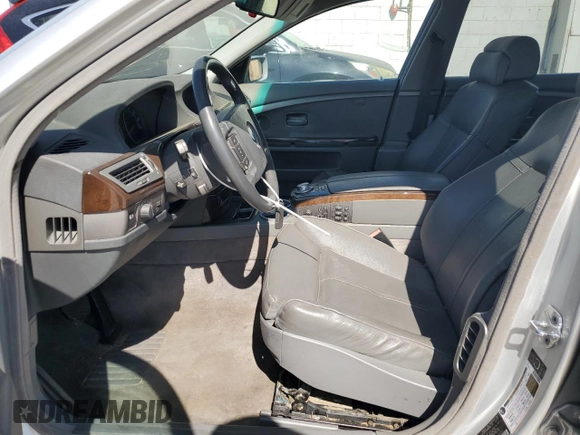 2005 BMW 7 Series 745Li with VIN WBAGN63535DS58696, listed as a Copart auction lot 57582104 with Not Provided miles and Clean Title. Bid and sale history available at DreamBid. Image 7.