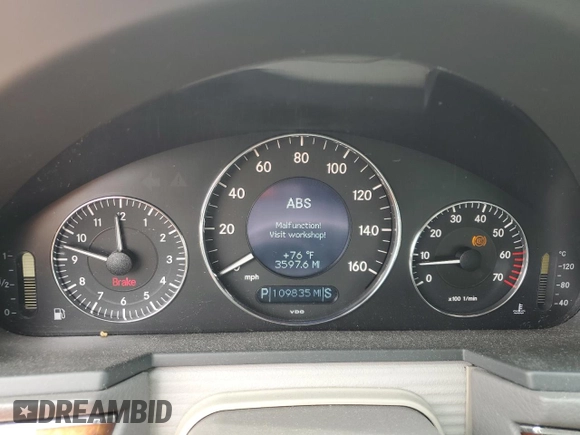 2003 Mercedes-Benz E-Class 3.2L with VIN WDBUF65J93A342516, listed as a Copart auction lot 48451975 with 109,835 mi miles and Clean Title. Bid and sale history available at carsss.com. Image 9.