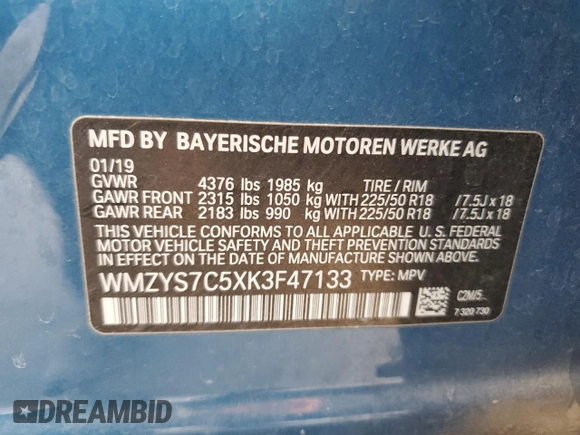 2019 MINI Countryman Cooper z VIN WMZYS7C5XK3F47133, wystawiony jako Copart lot #49165865 z przebiegiem 66 132 mil mil oraz Szkoda całkowita • Salvage title. Historia ofert i sprzedaży dostępna na DreamBid. Obrazek 12.