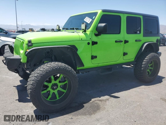 2018 Jeep Wrangler Unlimited Sport with VIN 1C4HJXDG7JW115516, listed as a Copart auction lot 58231735 with 52,992 mi miles and Salvage title. Bid and sale history available at DreamBid. Image 1.