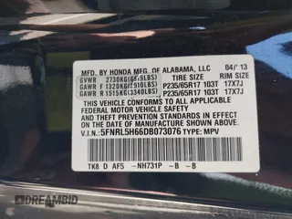 2013 Honda Odyssey EX-L с VIN 5FNRL5H66DB073076, выставлен на аукционе IAAI как лот 41886808 с пробегом 185 760 миль миль и . История ставок и продаж доступна на DreamBid. Изображение 9.