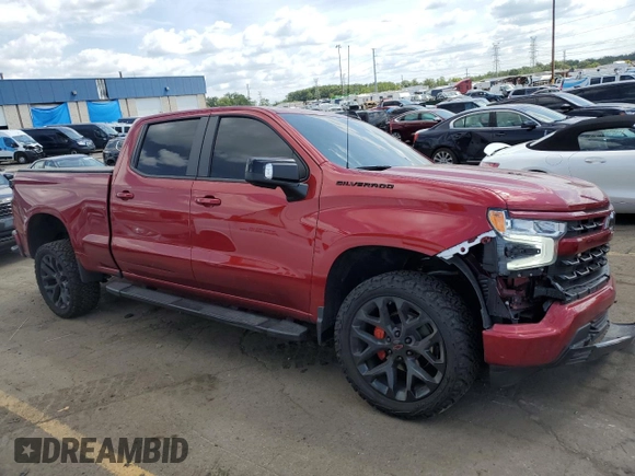 2023 Chevrolet Silverado 1500 RST with VIN 1GCUDEEL9PZ165492, listed as a Copart auction lot 67357414 with 7,764 mi miles and Salvage Title. Bid and sale history available at DreamBid. Image 4.