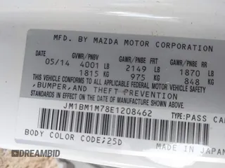 2014 Mazda 3 i Grand Touring with VIN JM1BM1M78E1208462, listed as a IAAI auction lot 41774218 with 82,781 mi miles and . Bid and sale history available at DreamBid. Image 9.
