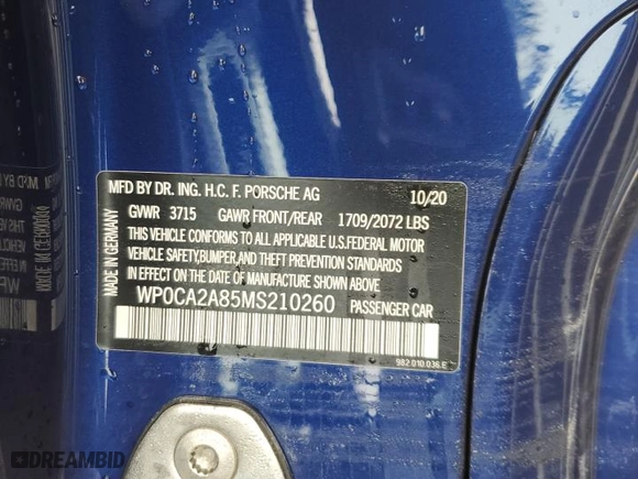 2021 Porsche 718 Boxster with VIN WP0CA2A85MS210260, listed as a Copart auction lot 74802024 with NaN miles and Non Repairable. Bid and sale history available at carsss.com. Image 13.